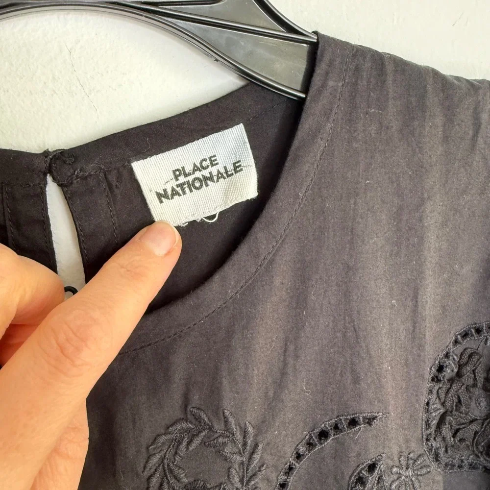 C30 Free People Place Nationale La Tourrache Lace Puff‎ Sleeve Embroidered Dress